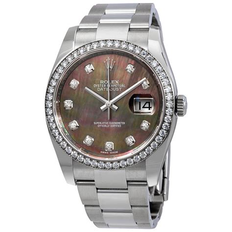 rolex 31mm datejust black mother of pearl|rolex datejust 36mm diamond bezel.